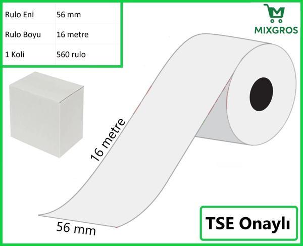 56x16 Metre Termal Kredi Kartı ve Yazarkasa Pos Rulosu 560 Adet - Image 1