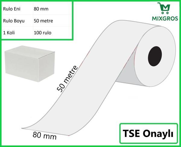 80x50 Metre Termal Yazarkasa ve Adisyon Rulosu 100 Adet - Image 1