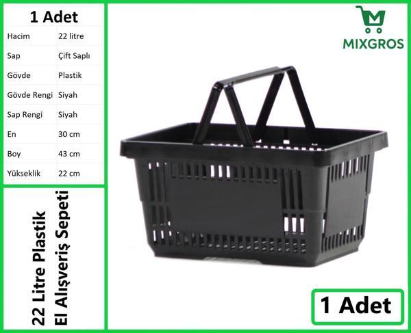 Plastik Market Alışveriş El Sepeti 22 Litre Siyah 1 Adet - Image 1