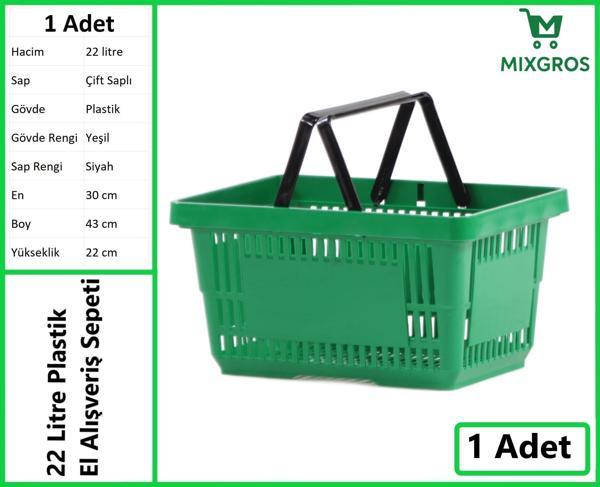 Plastik Market Alışveriş El Sepeti 22 Litre Yeşil 1 Adet - Image 1