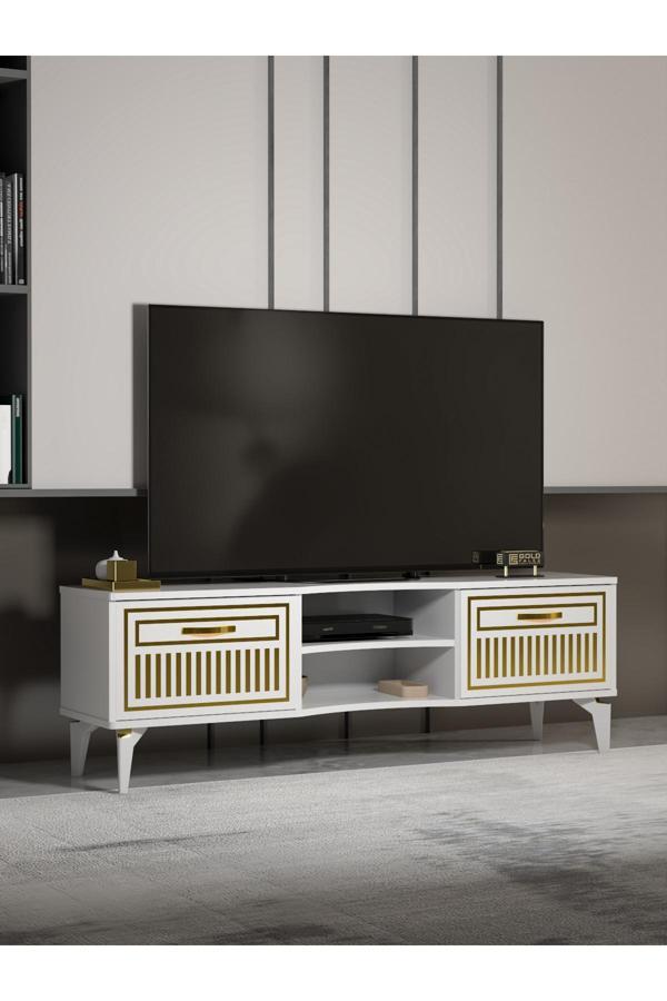 Çalışma Masası 5 Raflı Kitaplık Beyaz - Image 1