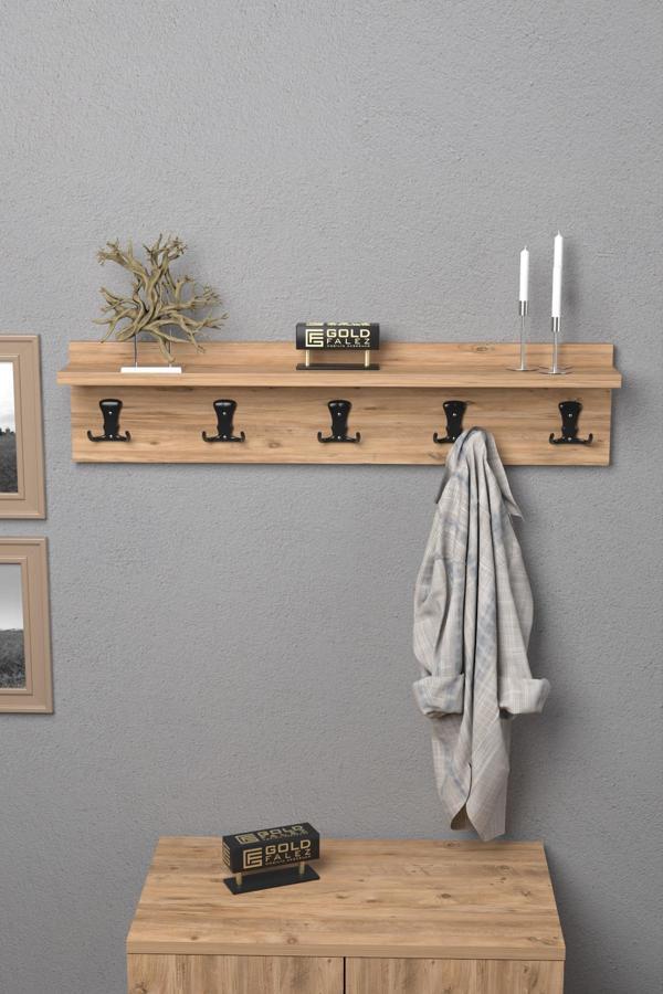 Askılık Duvar Elbise Askılığı Portmanto 80 Cm Ceviz Düz - Image 1