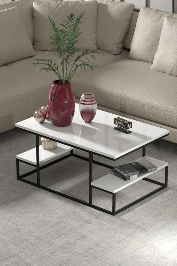 Orta Sehpa Delux Raflı Beyaz - Image 1