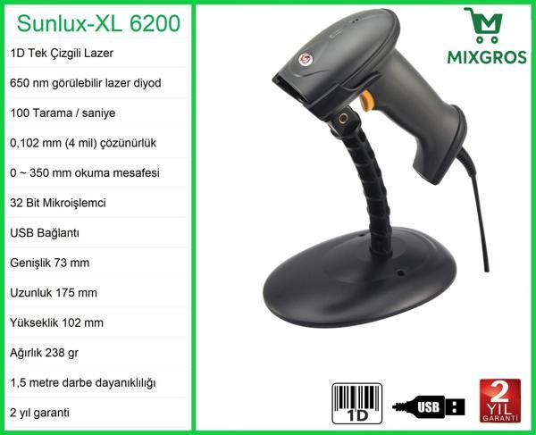 Sunlux XL-6200 Lazer El Barkod Okuyucu 1D - Image 1