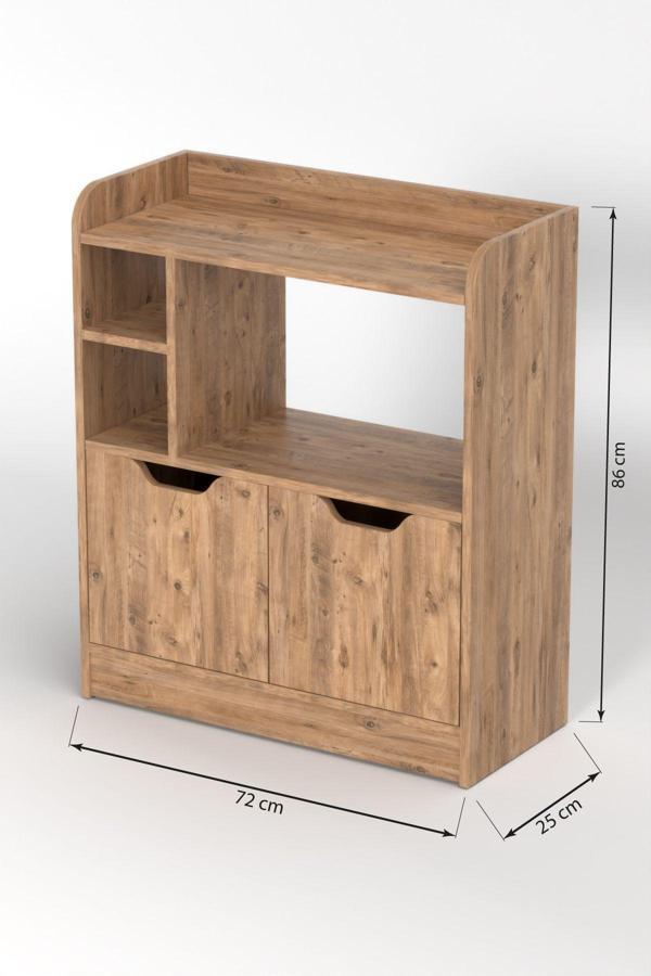 MUTFAK DOLABI ÇOK AMAÇLI FIRIN DOLABI 2 KAPAKLI RAFLI KAHVE KÖŞESİ ATLANTİK ÇAM - Image 1