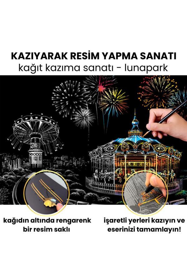 Minyaturia Kazıma Hobi Aktivite Seti | Scratch Art Kazıma Çizim Seti – Lunapark Temalı Hediyelik - Image 1