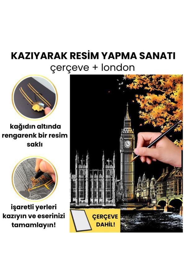 Minyaturia Kazı Ve Çerçevele Hobi Seti, Kendi Tablonu Oluştur - Kazıyarak Resim Çizme Kiti, Çerçeve Dahil - Image 1