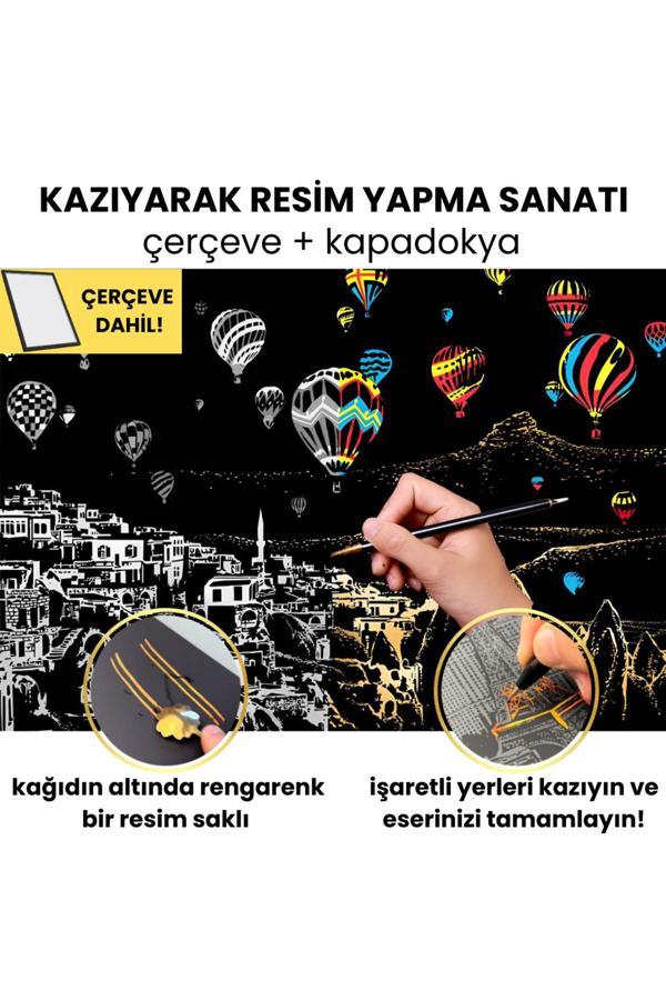 Minyaturia Kazı Ve Çerçevele Hobi Seti, Kendi Tablonu Oluştur - Kazıyarak Resim Çizme Kiti, Çerçeve Dahil - Image 1