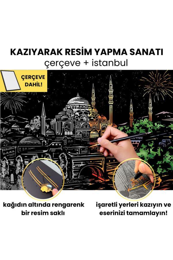 Minyaturia Kazı Ve Çerçevele Hobi Seti, Kendi Tablonu Oluştur - Kazıyarak Resim Çizme Kiti, Çerçeve Dahil - Image 1