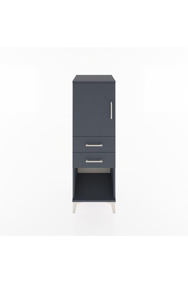 Dienni Hyperion Dolap 2 Raflı 2 Çekmeceli 1 Kapaklı 44 x 44 x 134 cm Antrasit - Antrasit - Image 1