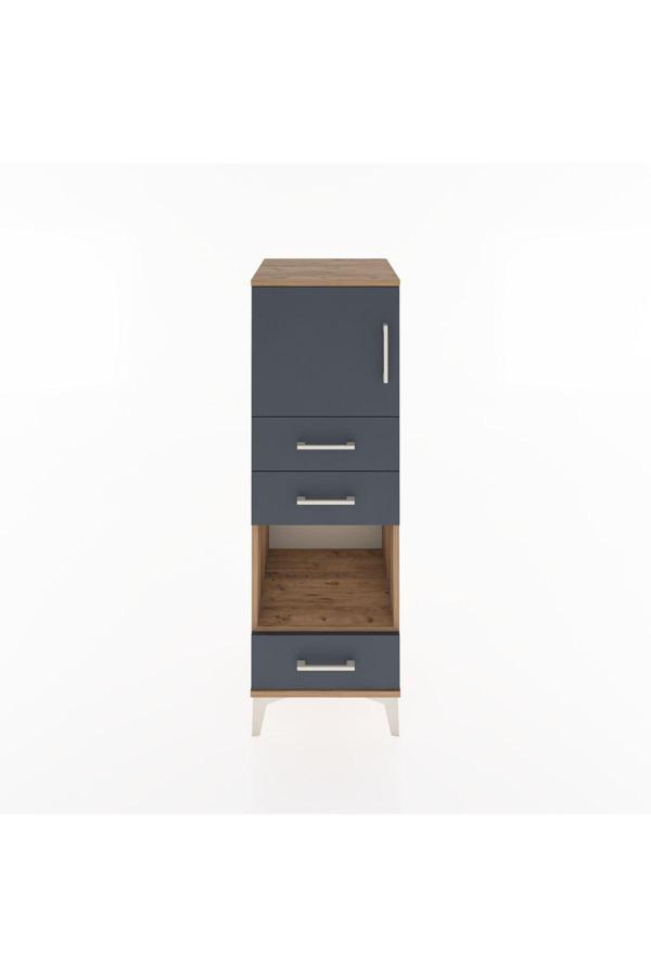Hyperion Dolap 2 Raflı 3 Çekmeceli Tek Kapaklı 44x44x134 Çam-Antrasit - Image 1
