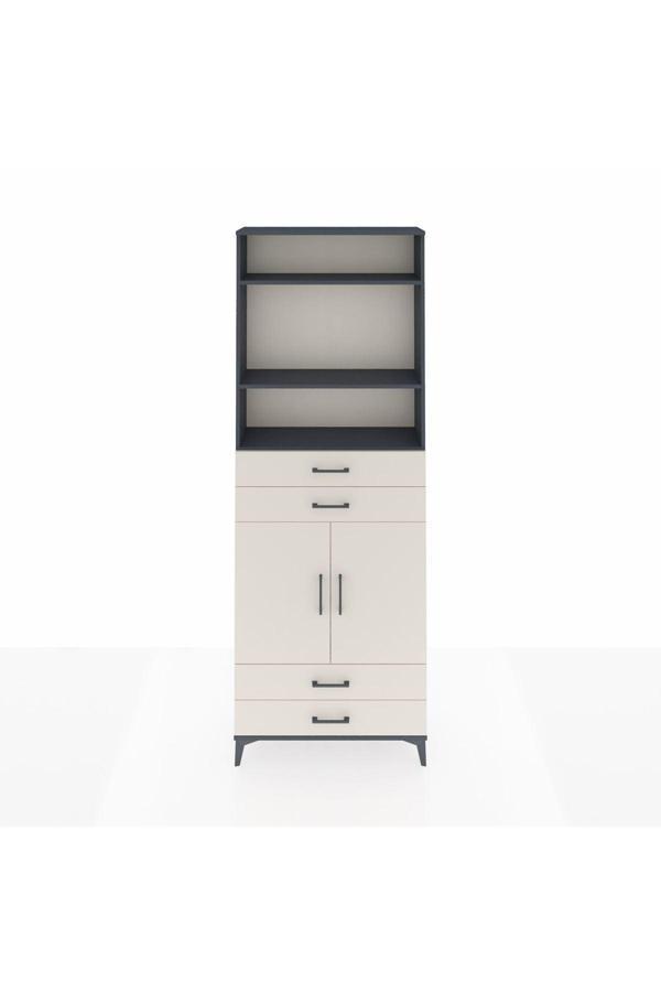 Arges Dolap 5 Raflı 4 Çekmeceli 2 Kapaklı 88x30x243 Antrasit-Aytaşı - Image 1