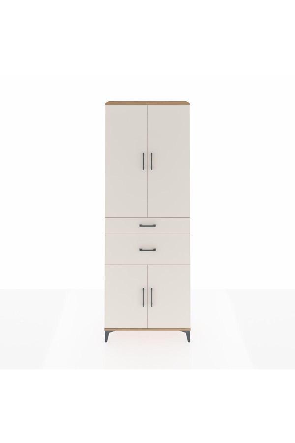 Arges Dolap 4 Raflı 2 Çekmeceli 4 Kapaklı 88x30x243 Çam-Aytaşı - Image 1