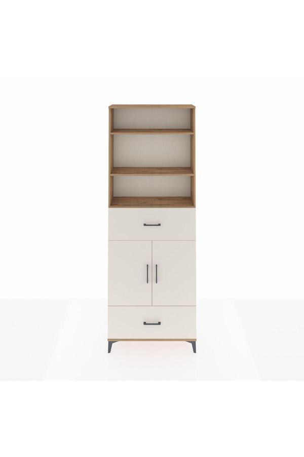 Arges Dolap 5 Raflı 2 Çekmeceli 2 Kapaklı 88x30x243 Çam-Aytaşı - Image 1