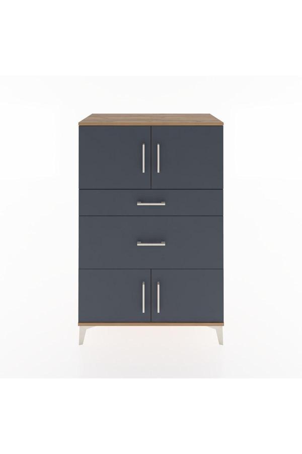 Dienni Hyperion Dolap 1 Raflı 2 Çekmeceli 4 Kapaklı 88 x 44 x 134 cm Çam - Antrasit - Image 1