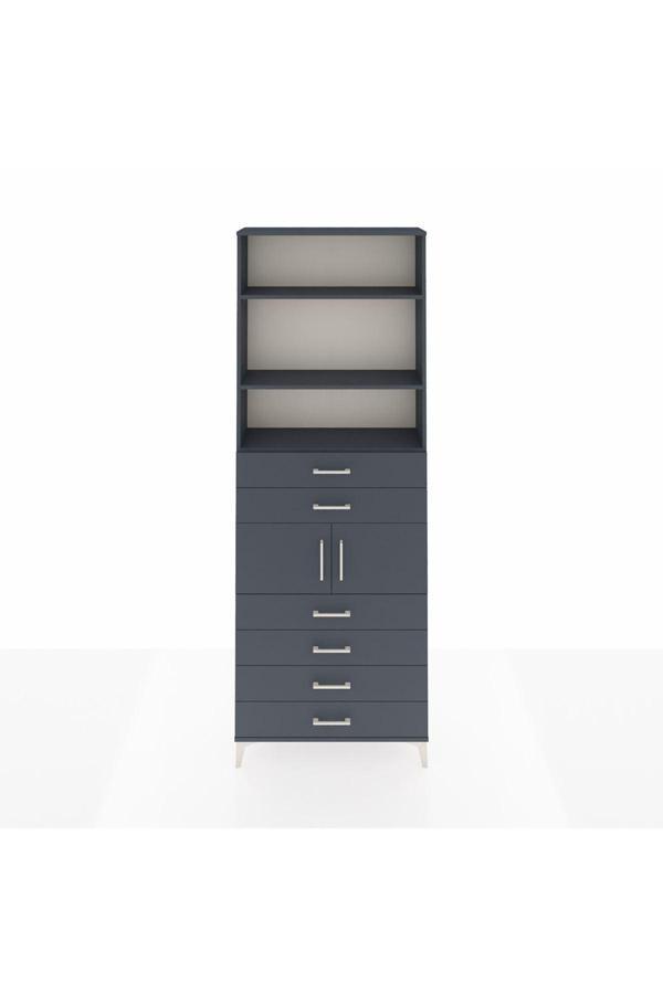 Arges Dolap 4 Raflı 6 Çekmeceli 2 Kapaklı 88x30x243 Antrasit-Antrasit - Image 1