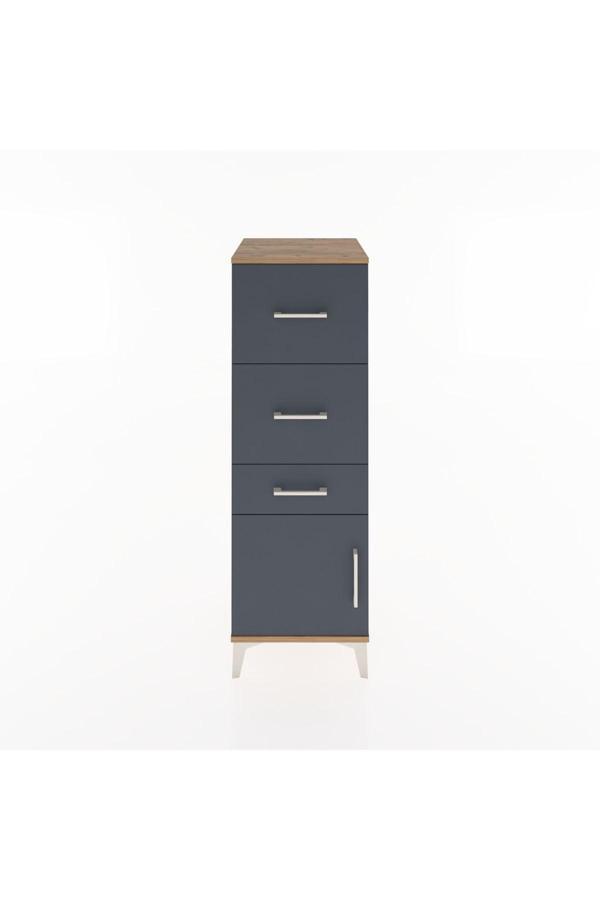 Hyperion Dolap 3 Çekmeceli Tek Kapaklı 44x44x134 Çam-Antrasit - Image 1