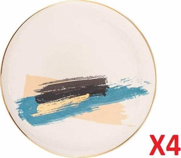 Porland Dash Düz Pasta Tabağı 21cm 4'lü 04alm007904 - Image 1
