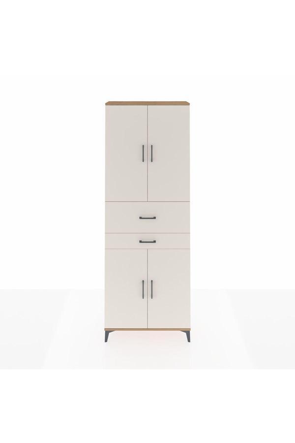 Arges Dolap 4 Raflı 2 Çekmeceli 4 Kapaklı 88x30x243 Çam-Aytaşı - Image 1