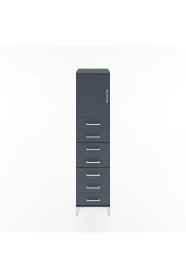 Hyperion Dolap Tek Raflı 7 Çekmeceli Tek Kapaklı 44x44x182 Antrasit-Antrasit - Image 1