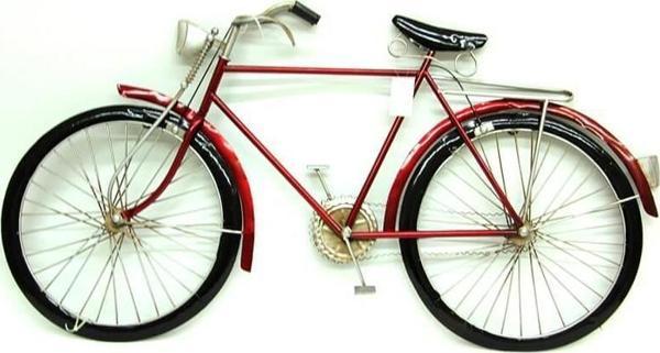 Bisiklet Pano Kırmızı Vintage Dekoratif Ev Ofis Hediyelik - Image 1
