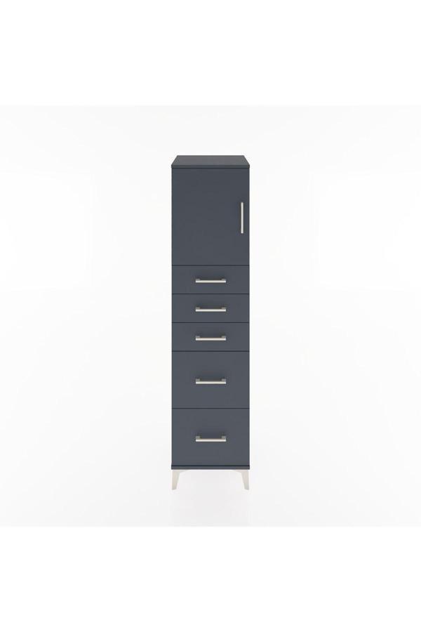 Hyperion Dolap Tek Raflı 5 Çekmeceli Tek Kapaklı 44x44x182 Antrasit-Antrasit - Image 1