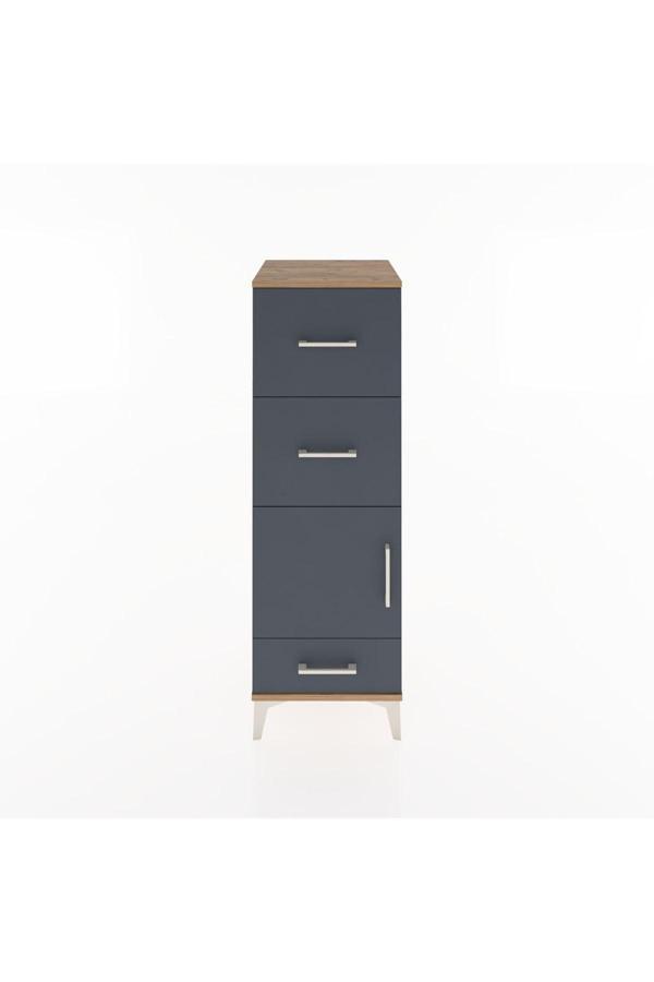 Hyperion Dolap Tek Raflı 3 Çekmeceli Tek Kapaklı 44x44x134 Çam-Antrasit - Image 1