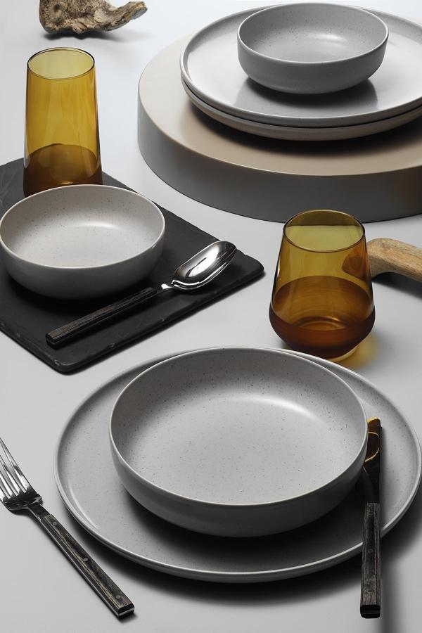 Kütahya Porselen Moderna 18 Parça 6 Kişilik Yemek Takımı Gri - Image 1