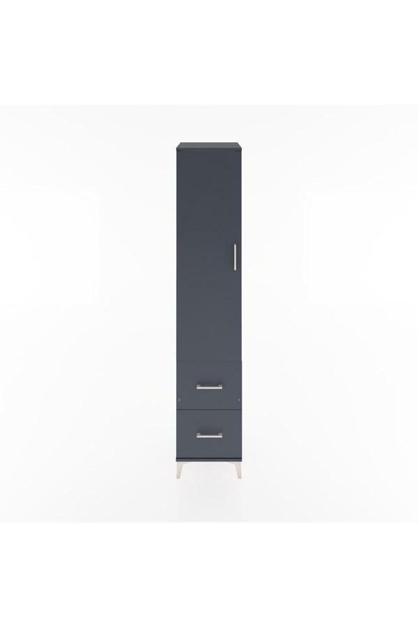 Dienni Hyperion Dolap 2 Raflı 2 Çekmeceli 1 Askılı 44 x 44 x 221 cm Antrasit - Antrasit - Image 1