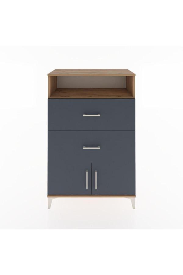 Hyperion Dolap Tek Raflı 2 Çekmeceli 2 Kapaklı 88x44x134 Çam-Antrasit - Image 1