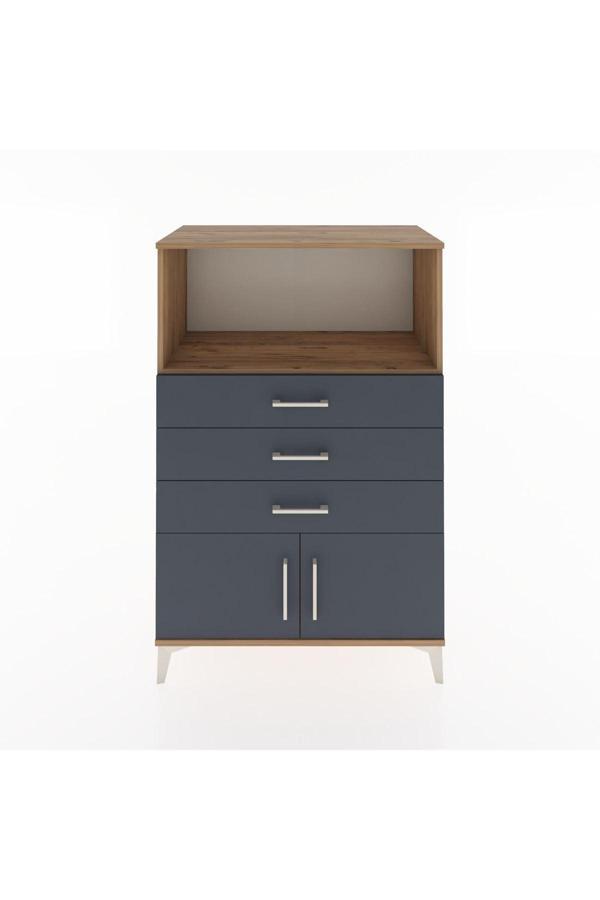 Dienni Hyperion Dolap 1 Raflı 3 Çekmeceli 2 Kapaklı 88 x 44 x 134 cm Çam - Antrasit - Image 1