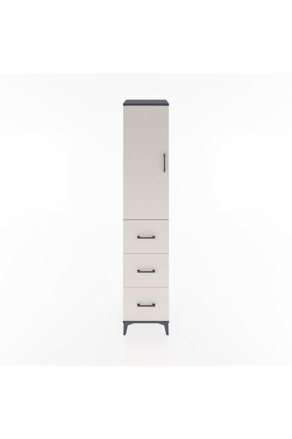 Hyperion Dolap 3 Raflı 3 Çekmeceli Tek Kapaklı 44x44x221 Antrasit-Aytaşı - Image 1