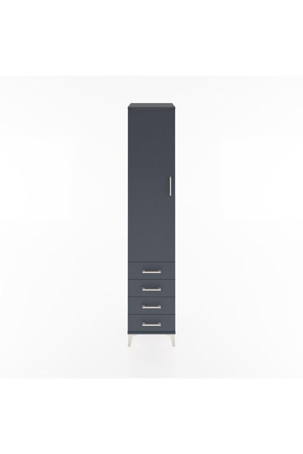 Hyperion Dolap 4 Raflı 4 Çekmeceli Tek Kapaklı 44x44x221 Antrasit-Antrasit - Image 1
