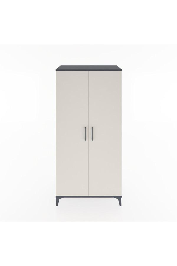 Dienni Hyperion Dolap 4 Raflı 2 Kapaklı 88 x 44 x 182 cm Antrasit - Aytaşı - Image 1