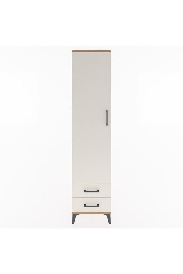 Hyperion Dolap 4 Raflı 2 Çekmeceli Tek Kapaklı 44x44x195 Çam-Aytaşı - Image 1