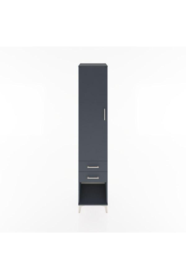 Hyperion Dolap 2 Raflı 2 Çekmeceli Tek Askılı 44x44x221 Antrasit-Antrasit - Image 1