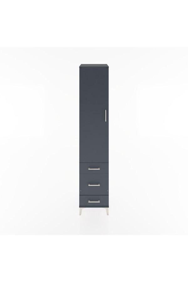 Dienni Hyperion Dolap 4 Raflı 3 Çekmeceli 1 Kapaklı 44 x 44 x 221 cm Antrasit - Antrasit - Image 1