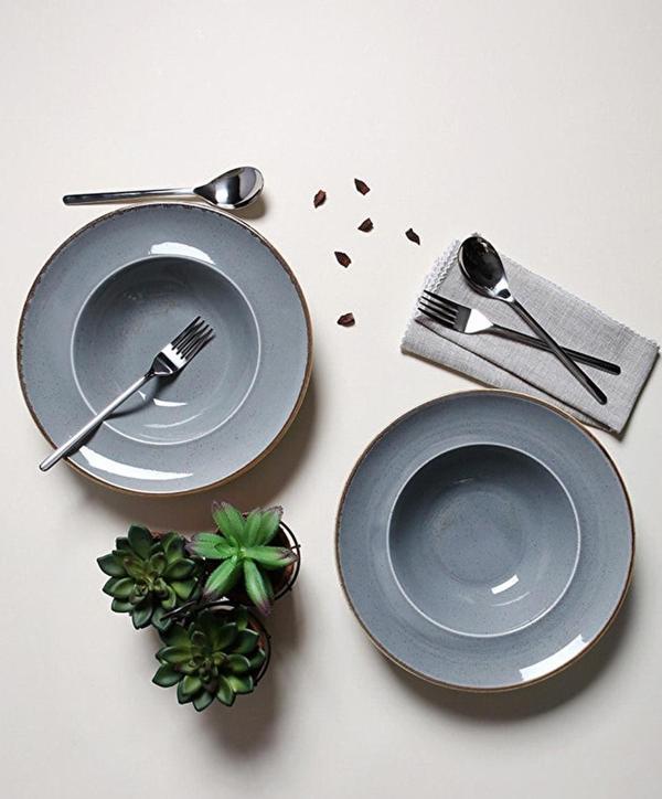 Porland Ruby Seasons Gri Makarna&salata Tabağı 26cm 2'li - Image 1
