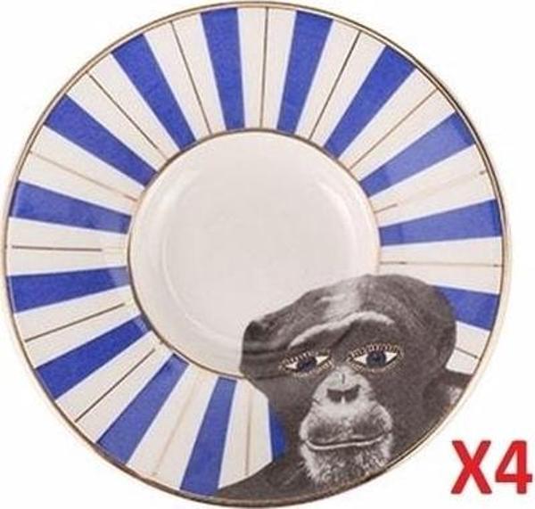 Porland Wild Life Monkey Çay Tabağı 11cm 4'lü 04alm007472 - Image 1