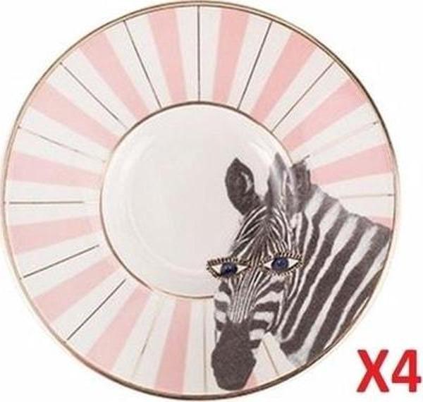 Porland Wild Life Zebra Çay Tabağı 11cm 4'lü 04alm007474 - Image 1
