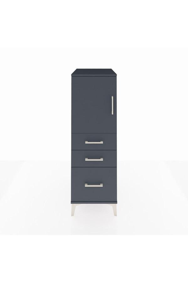 Kronos Dolap 2 Raflı 3 Çekmeceli Tek Kapaklı 44x59x134 Antrasit-Antrasit - Image 1