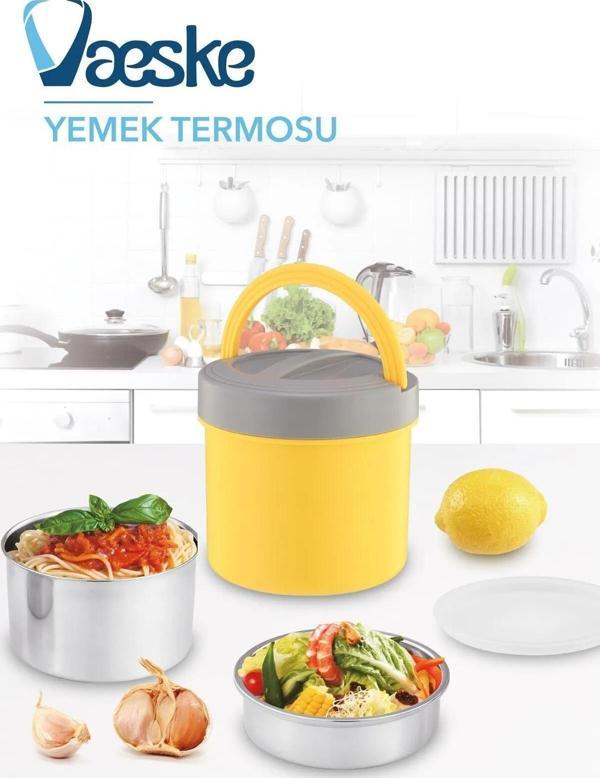 Vaeske Paslanmaz Çelik Kolay Taşınabilir Yemek Termosu 1.2Lt - Image 1