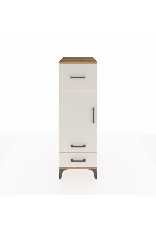 Kronos Dolap 2 Raflı 3 Çekmeceli Tek Kapaklı 44x59x134 Çam-Aytaşı - Image 1