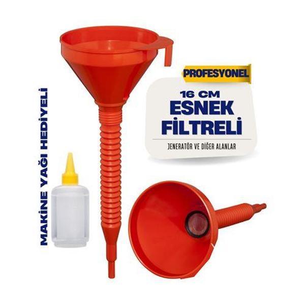 Süzgeçli Yakıt Boşaltma Hunisi 16 cm Esnek Hortumlu Filtreli Huni – Jeneratör, Motor ve Sıvı Aktarımı İçin 711688 - Image 1