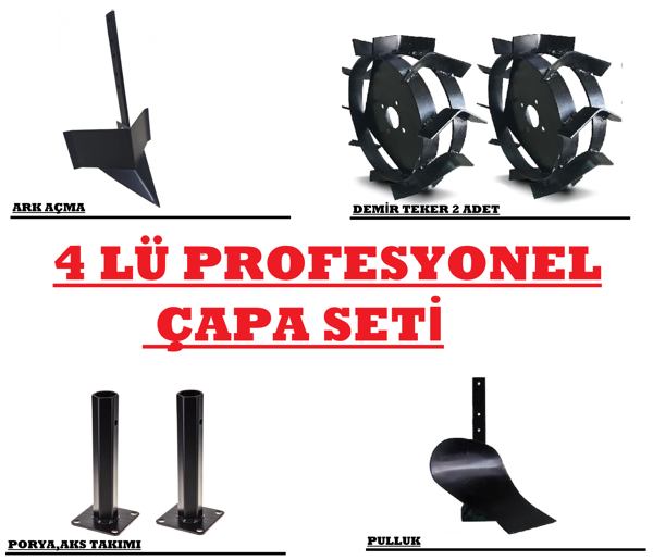 DALAZ, yka RZ 250 M Çapa Makinesi Honda Benzinli UYUMLU 4 LÜ SET ARK AÇMA,PULLUK,DEMİR TEKER TAKIMI   - Image 1