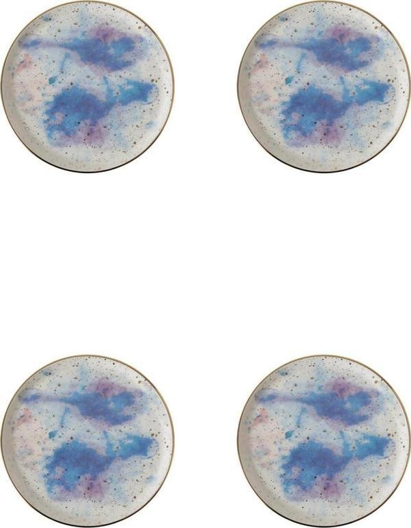 Porland Beyaz Cosmos Desen 4 Düz Tabak 20 cm 4'lü - Image 1