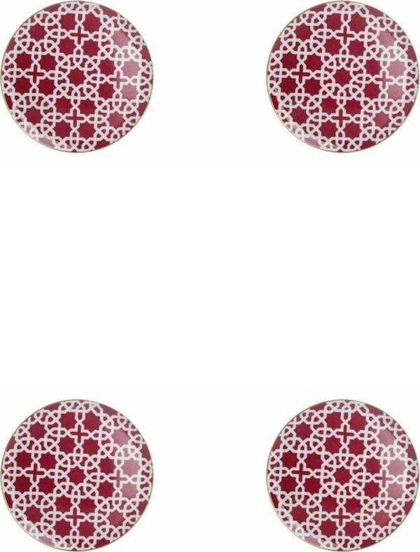 Porland Morocco Desen Fuşya Düz Tabak 28cm 4'lü - Image 1