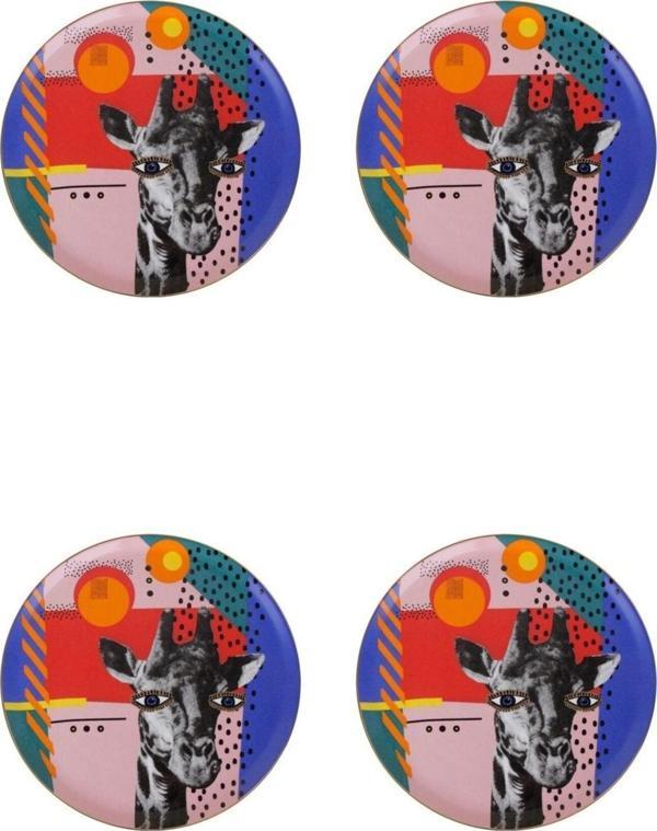 Porland Wild Life Giraffe Düz Tabak 28cm 4'lü - Image 1
