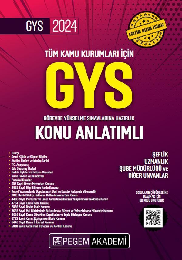 Pegem Akademi Yayıncılık 2024 Tüm Kurumlar İçin Görevde Yükselme Sınavı Konu Anlatımlı - Pegem Akademi Yayıncılık - Image 1