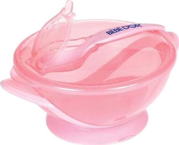 Bebedor Vakumlu Tabak  Kaşık Set / Pembe - Image 1